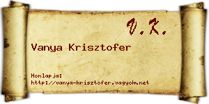 Vanya Krisztofer névjegykártya